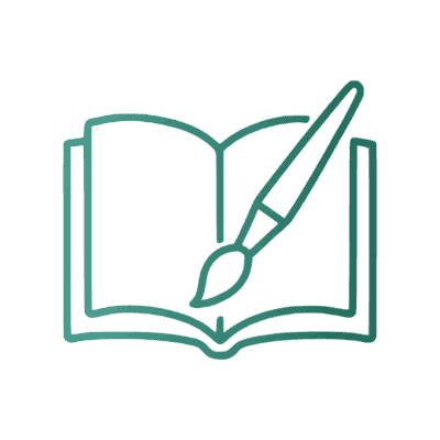 Arts, Story & Expression icon book with paint brush