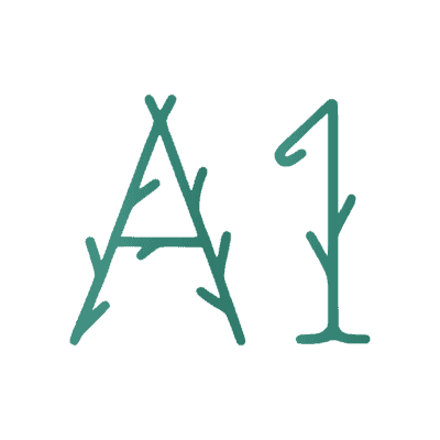Early Literacy & Numeracy icon letter A and number 1 with leaf decorations 
