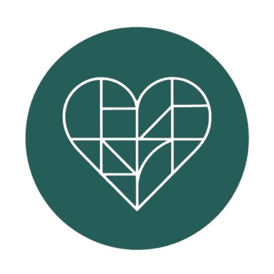 Inclusive and Affirming icon heart with puzzle pieces