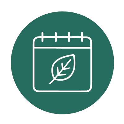 School Calendar icon with calendar with leaf on top