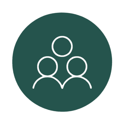 Small Groups, Big Relationships icon 2 people silhouettes with circle above their heads