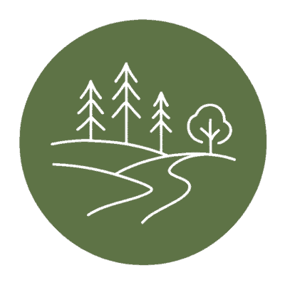 16 acre campus icon with tree lines and forest paths