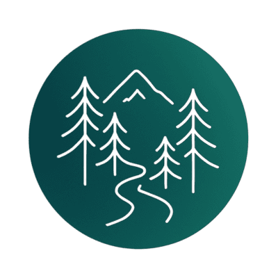 Afternoon Outdoor Adventures icon tree line with mountain in back