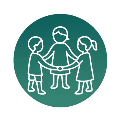 Deeper Relationships icon children holding hands in a circle