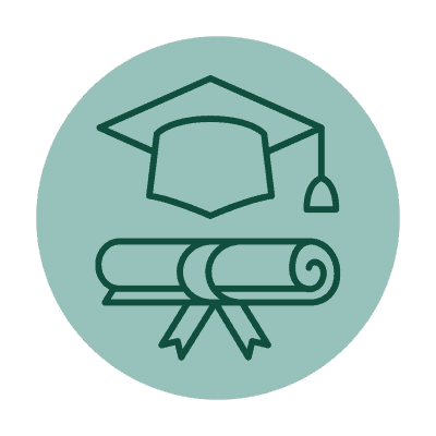 Educated Teachers Icon graduation cap with degree
