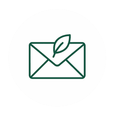 Exclusive Updates icon envelope with leaf
