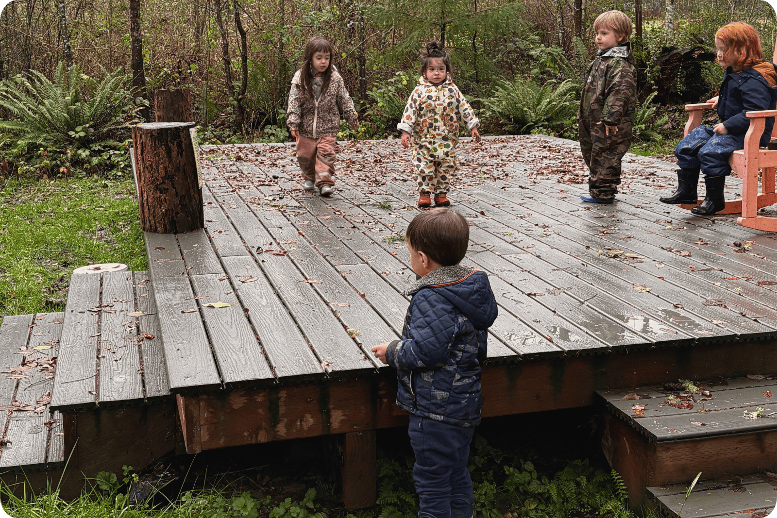 Hidden Meadow children playing on Forest Deck