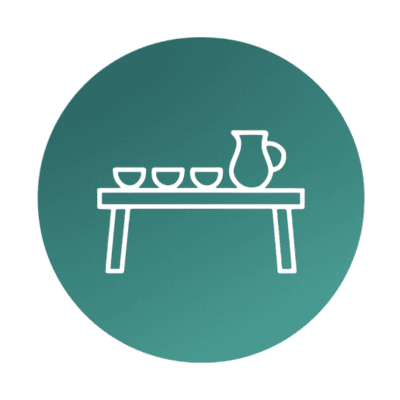 Lunch as Social Learning icon table with carafe and 3 bowls