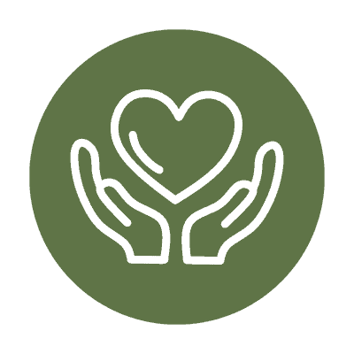 Trust Your Gut icon hands holding up a heart