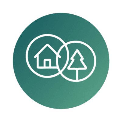 Works for Your Family icon house and tree in circles overlapping