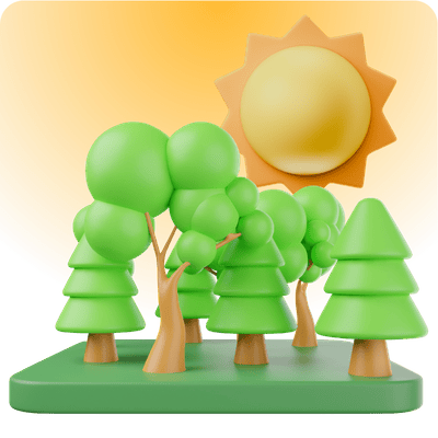 3d Summer Forest icon showing trees and a sun