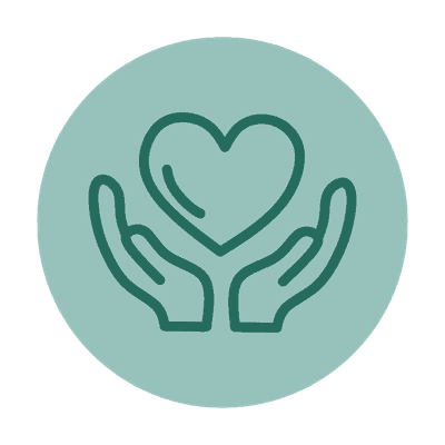 Hands holding up heart icon