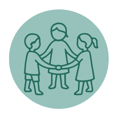 Children holding hands in a circle icon