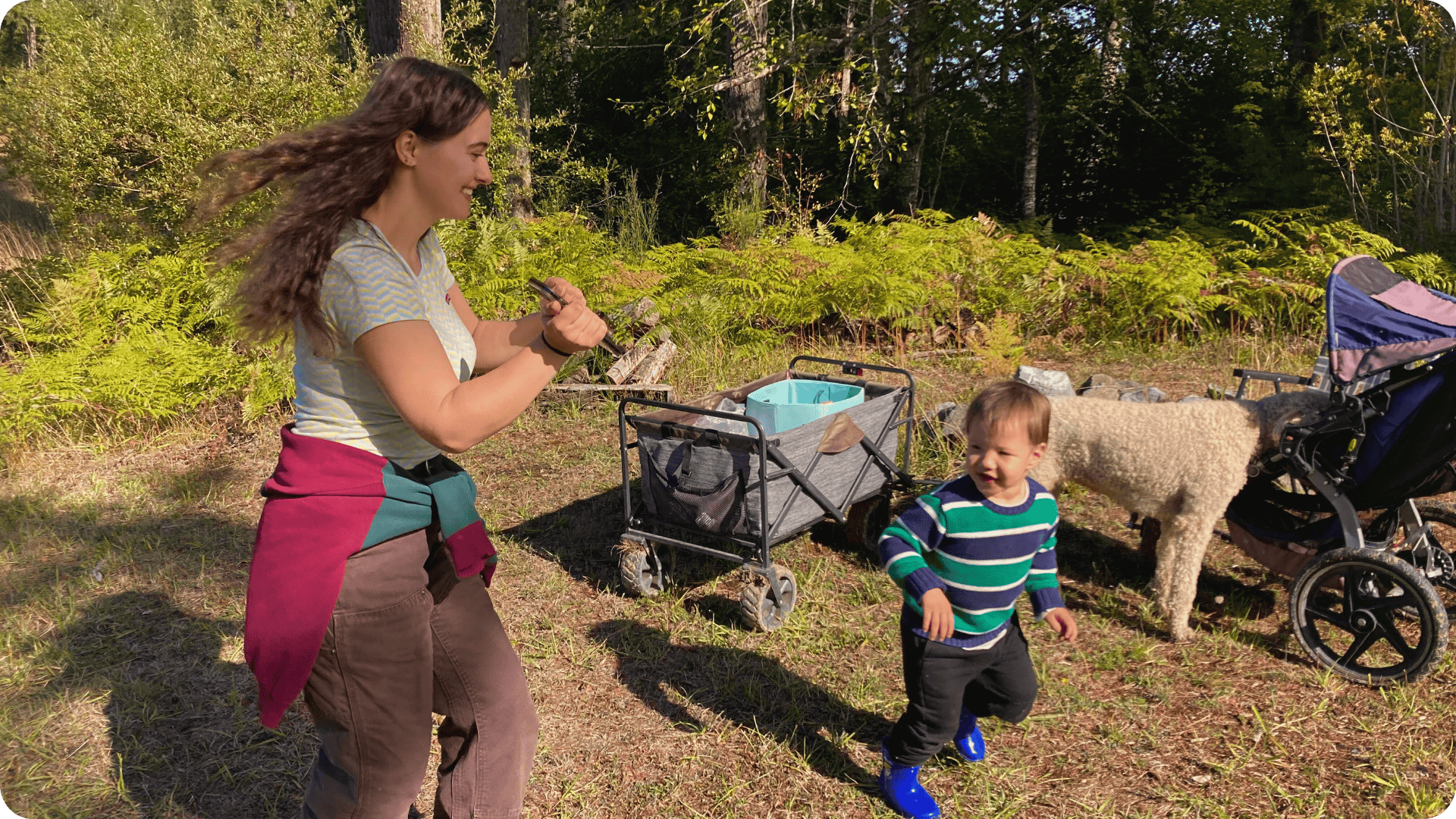 Dani running with children in the Meadow