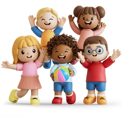 Happy Children icon showing five children celebrating