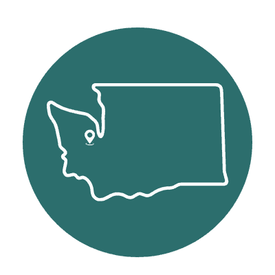 Olympia WA icon state outline of Washington with location icon in Olympia spot
